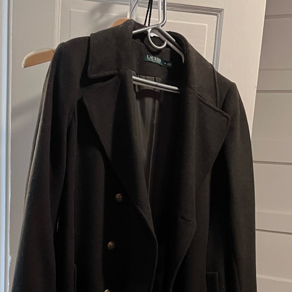 Lauren Ralph Lauren Double Breasted Full Length Coat - Military Green